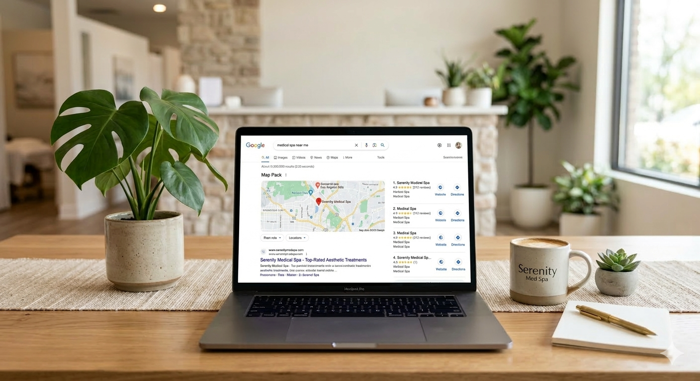 Med spa organic traffic and appointment growth performance chart